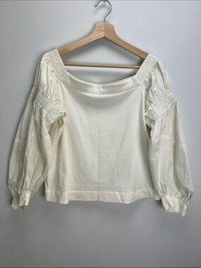 Kinly Puff Sleeve Top Balloon Sleeve White Cream Womens Medium